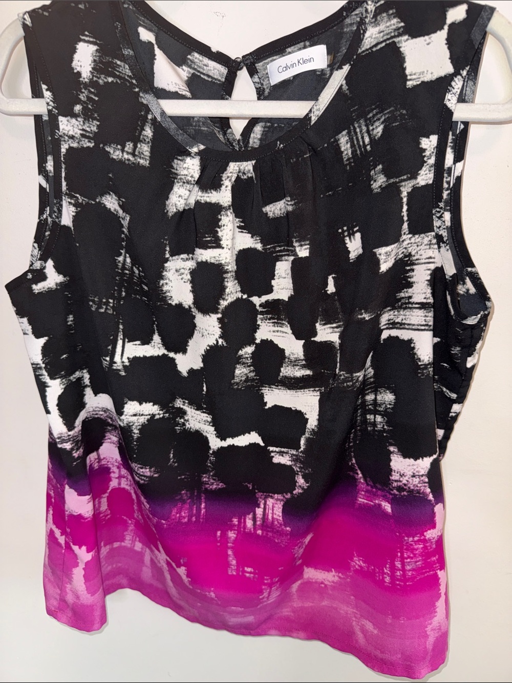 Calvin Klein Black, White & Magenta Ombre Printed Sleeveless Camisole - Picture 4 of 7